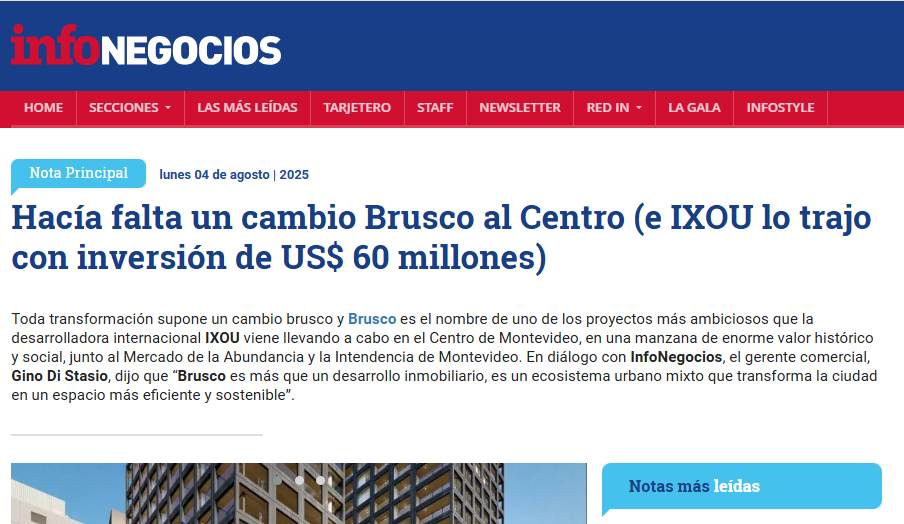 Hacía falta un cambio Brusco al Centro — Nota en InfoNegocios