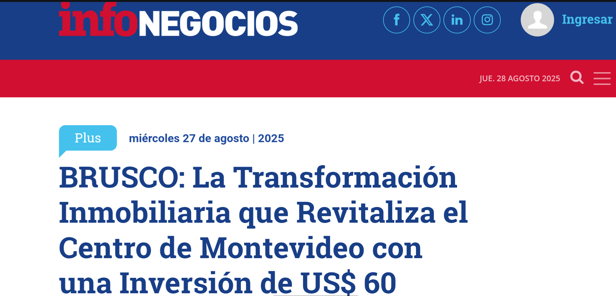 BRUSCO: La Transformación Inmobiliaria que Revitaliza el Centro de Montevideo con una Inversión de US$ 60 Millones